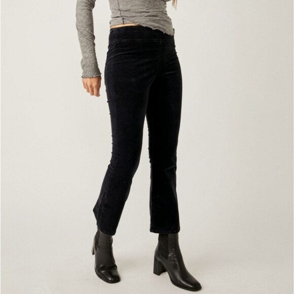 Free People In My Feelings Black Corduroy Bootcut Pants - Picture 1 of 10